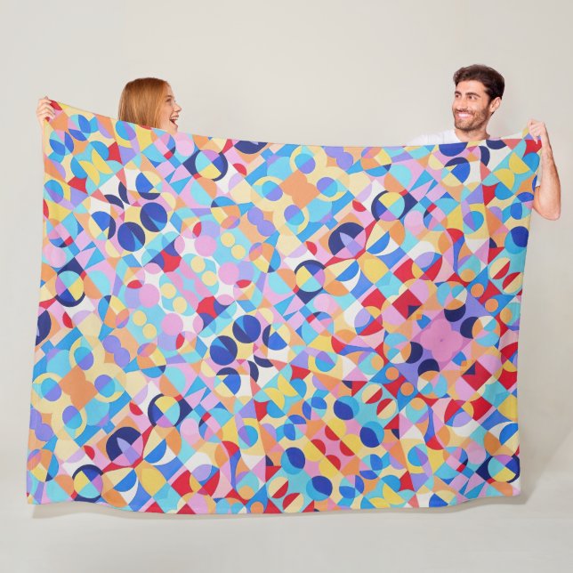 Abstract Bauhaus Geometric Art Fleece Blanket (In Situ)