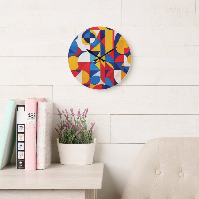 Abstract Bauhaus Geometric Art Large Clock (Reading Room)