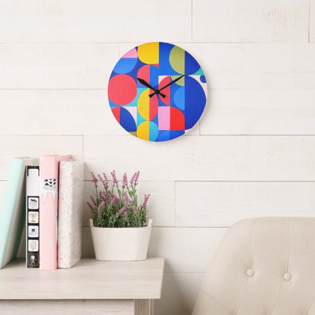 Abstract Bauhaus Geometric Art Large Clock (Reading Room)