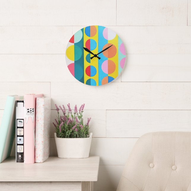 Abstract Bauhaus Geometric Art Large Clock (Reading Room)