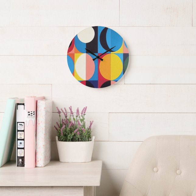 Abstract Bauhaus Geometric Art Large Clock (Reading Room)