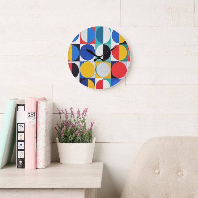 Abstract Bauhaus Geometric Art Large Clock (Reading Room)