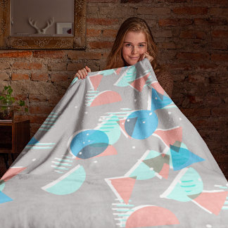 Abstract Bauhaus Half Circles Mod Pop Art Pattern Fleece Blanket