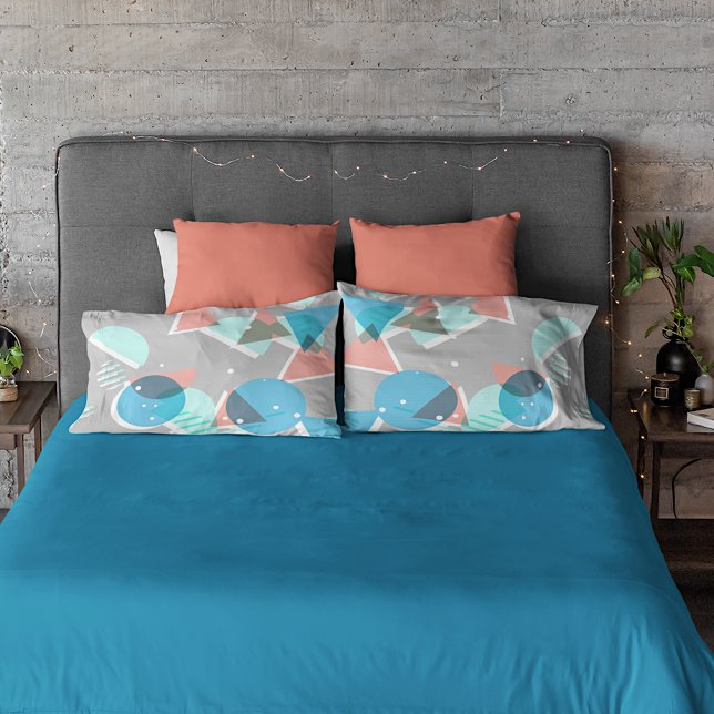 Abstract Bauhaus Half Circles Mod Pop Art Pattern Pillowcase (Creator Uploaded)