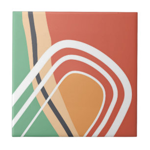 Abstract bauhaus shapes retro artwork tile