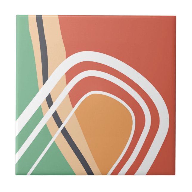 Abstract bauhaus shapes retro artwork tile (Front)