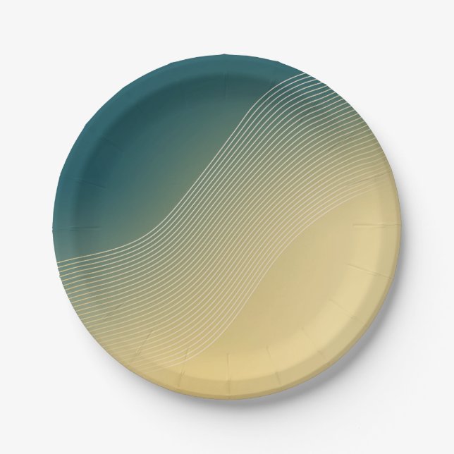 abstract beach background with sand and ocean paper plate (Front)