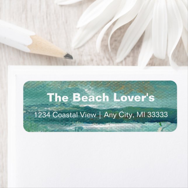 Abstract Beach Coastal Artwork Teal Personalise (Insitu)