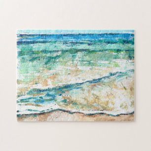 Abstract Beach Coastal Shoreline Artwork Jigsaw Puzzle