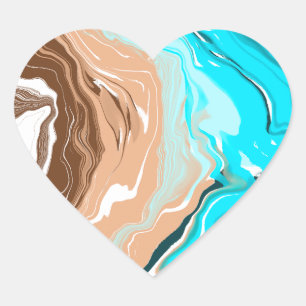 Abstract Beach Fluid Art  Heart Sticker