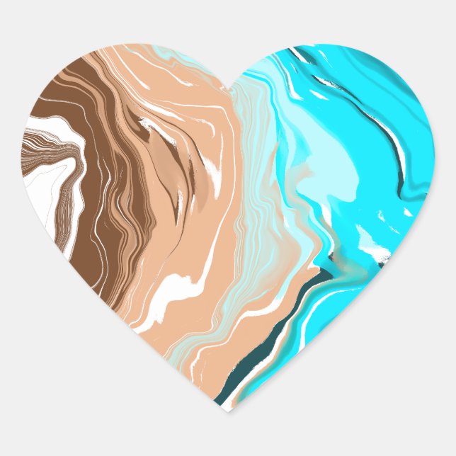 Abstract Beach Fluid Art  Heart Sticker (Front)
