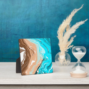 Abstract Beach Fluid Art Plaque