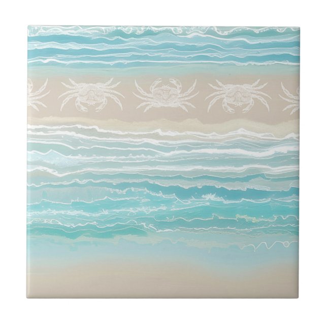 Abstract Beach Ocean Design 292 Crab Tile (Front)