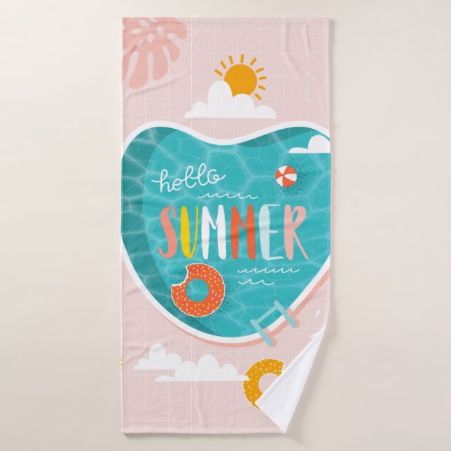 Abstract beach pool summer illustration bath towel (Bath Towel)