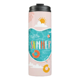 Abstract beach pool summer illustration thermal tumbler