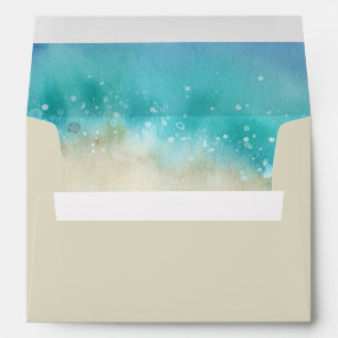 *~* Abstract Beach Sand Aqua Ocean  Watercolor Envelope