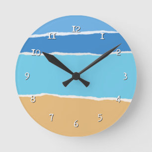 Abstract beach, sea and sky round clock
