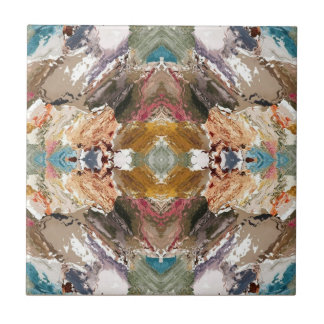 Abstract Beach & Sea, Terracotta, Moss Green Brown Tile