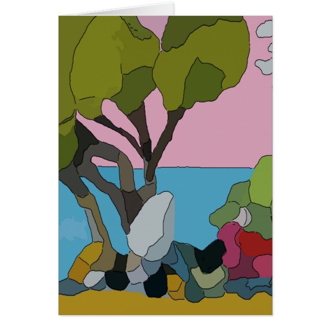 Abstract Beach & Trees, blue green (Front)