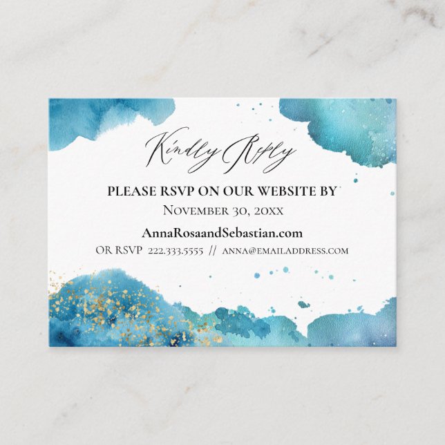 *~* Abstract Beach Wave Wedding Website RSVP Enclosure Card (Front)