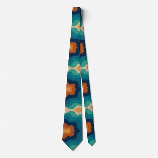 Abstract beach waves 70s style tie (Front)