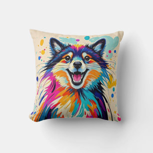 Abstract bear cute funny happy animal art cushion