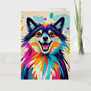 Abstract bear cute funny happy animal art  foil greeting card