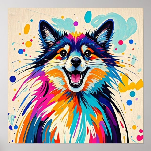 Abstract bear cute funny happy animal art  poster (Front)