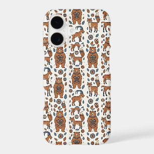 Abstract Bear Fox Goat Nordic Forest iPhone Cases
