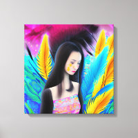 Abstract Beautiful but Sad Asian Girl Colourful AI