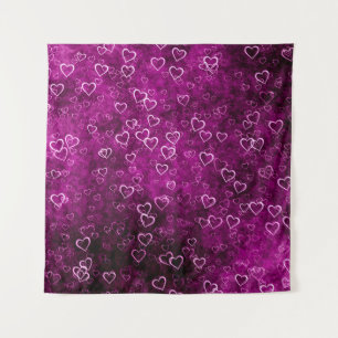 Abstract beautiful hearts on distressed purple bac tapestry