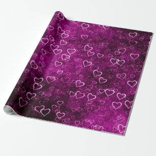 Abstract beautiful hearts on distressed purple bac wrapping paper