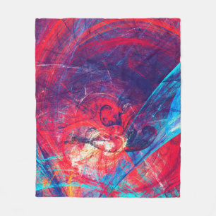 Abstract beautiful red and blue bright colour back fleece blanket