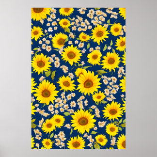 Abstract beautiful sunflower  pattern poster