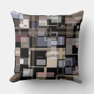 Abstract, beige, black, plaid cushion