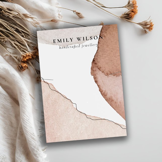 Abstract Beige Brown Watercolor Necklace Display Business Card (Creator Uploaded)