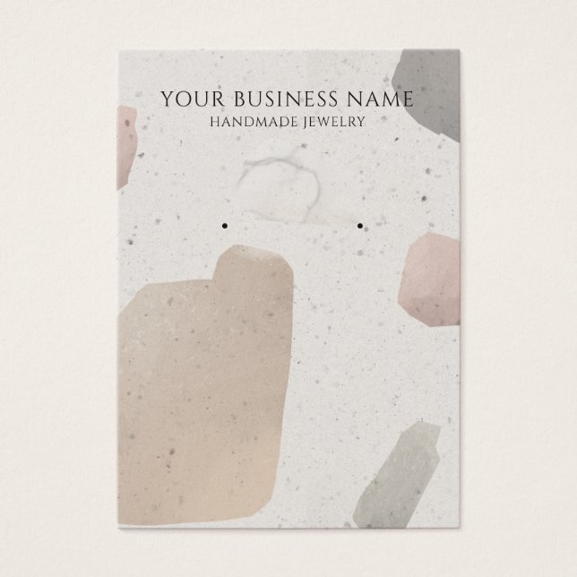 Abstract Beige Grey Terrazzo Earring Display Cards (Front)