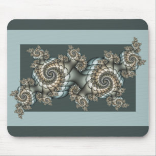 Abstract Beige Light Blue Fractal Art Spirals Mouse Mat