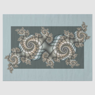 Abstract Beige Light Blue Fractal Art Spirals Tissue Paper