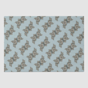 Abstract Beige Light Blue Fractal Art Spirals Tissue Paper