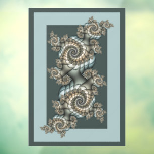 Abstract Beige Light Blue Fractal Art Spirals Window Cling