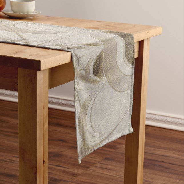 Abstract beige pattern short table runner (In Situ)