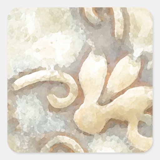 Image of Abstract Beige Tile Pattern Square Sticker