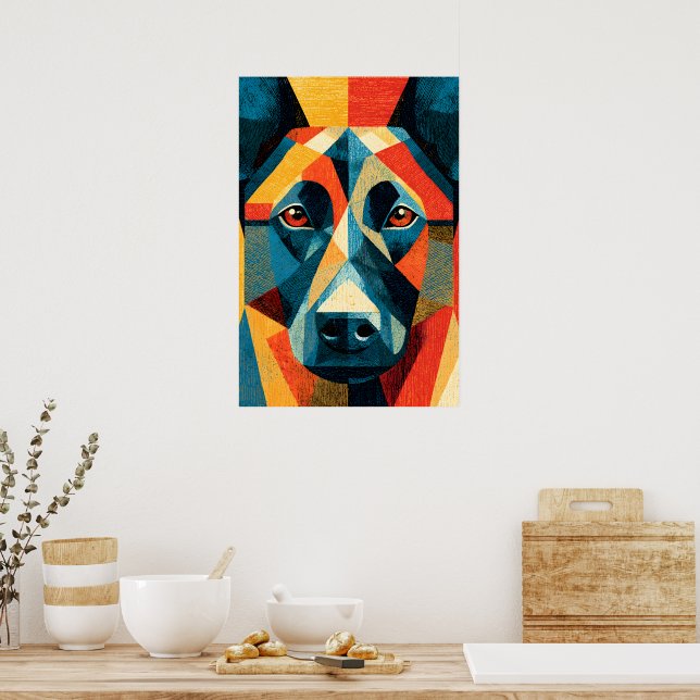 Abstract Belgian Malinois Dog Geometric Poster (Kitchen)