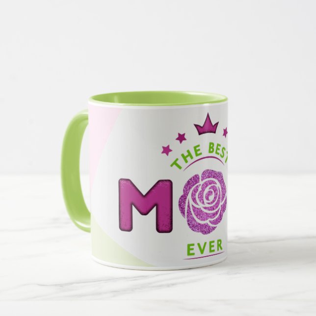 Abstract Best Mum Ever Glitter Flower Coffee Mug (Front Left)