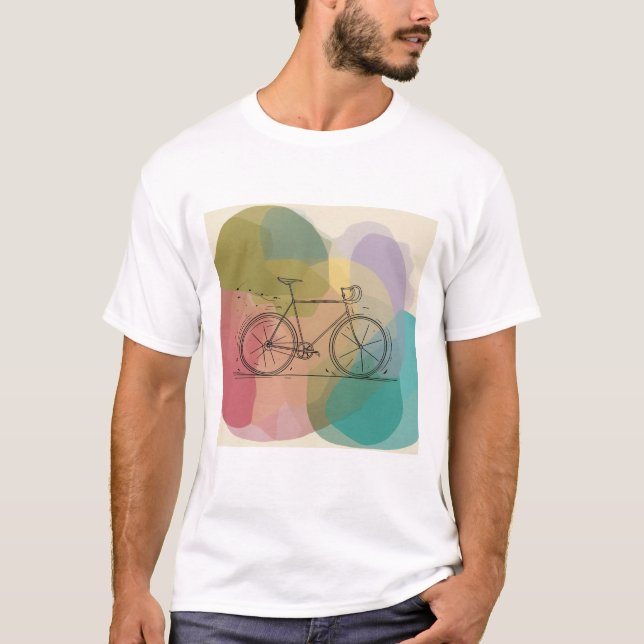 Abstract Bicycle Graphic White T-Shirt (Front)