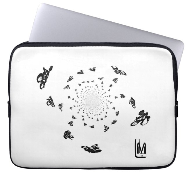 Abstract Bicycle Race Monogrammed Laptop Sleeve (Front)
