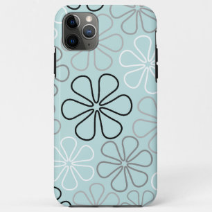 Abstract Big Flower Outlines BWG+Duck Egg Blue iPhone 11 Pro Max Case