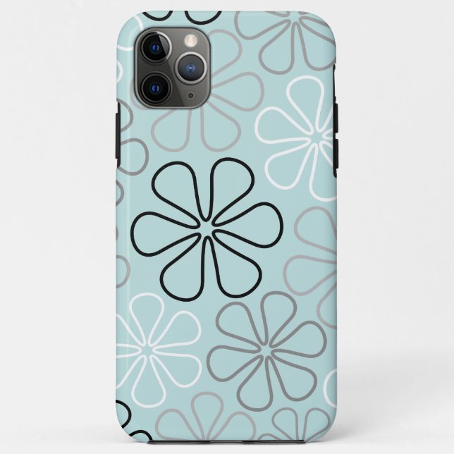 Abstract Big Flower Outlines BWG+Duck Egg Blue Case-Mate iPhone Case (Back)