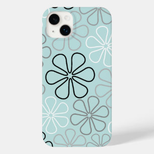 Abstract Big Flower Outlines BWG+Duck Egg Blue Case-Mate iPhone 14 Plus Case